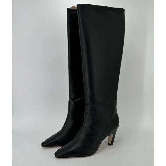 Everlane The Knee-High Banana Heel Boot in Black Leather sz 5 Women's Pull-on